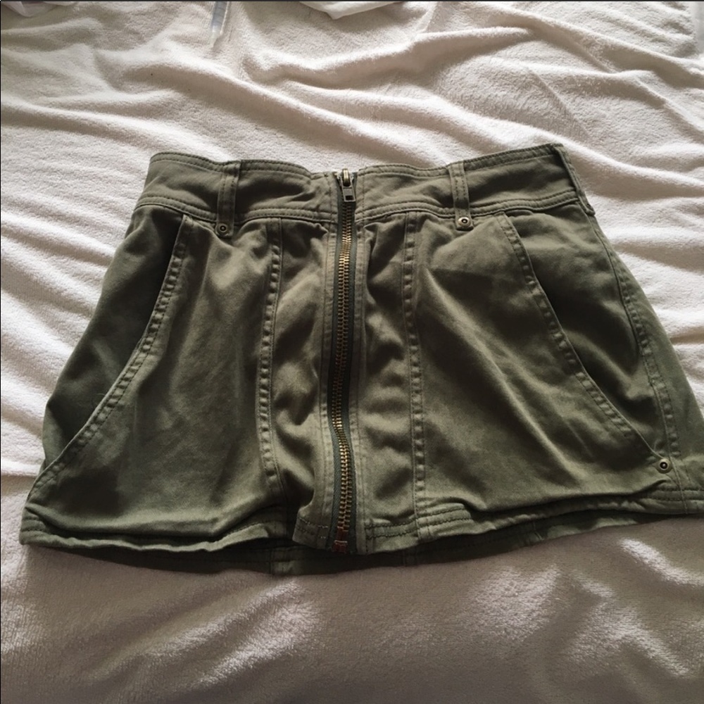 Free people army green zip mini skirt